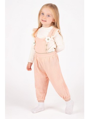 Minigimin Cicileri Papatya Desen Salopet 2 Li Kız bebek takım - Somon
