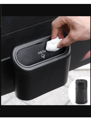 Siyah Kapaklı Araç Içi Çöp Kutusu – Portatif ve Taşınabilir Araba Çöp Kovası Organizer