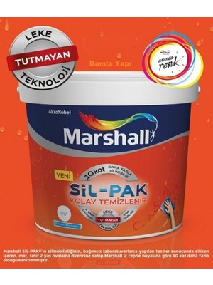Marshall Sil-Pak Tam Silinebilir Silikonlu Iç Cephe Duvar Boyası 2,5 Lt