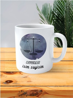 Avukat Baskılı Kupa Bardak Isimli Kişiye Özel Pırıltı Terazi