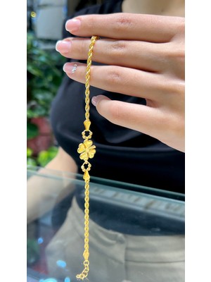 Kuyumcu Nurettin 6 gr (Gram) Singapur Halat  Doriklalı Yonca 22 Ayar Altın