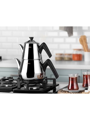 Aryıldız Optimal Orta Boy Çaydanlık Takımı İndüksiyon Uyumlu Paslanmaz Çelik Malzeme ile