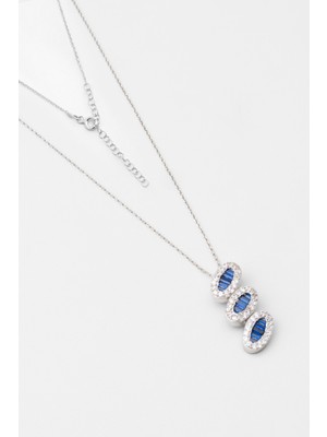 Yakamoz 18 Ayar Beyaz Altın Kaplama 45 cm Gümüş Kolye