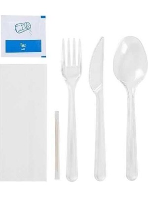 Home 6’lı Lüks Şeffaf Çatal Bıçak Kaşık Yemek Seti 100 Adet