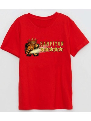 Işıldayan Aslan Pençesi Kral Şampiyon 5 Yıldız Yetişkin Tişört