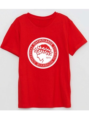 Olympiacos Fc Piraeus Παε Ολυμπιακός Σ.φ.π. Baskılı Pamuklu T-Shirt