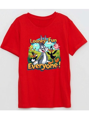 Herkes Looney T Hayranı Baskılı Pamuklu Çocuk Tshirt
