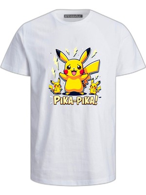 Pika Pika Pikachu Baskılı Pamuklu Çocuk Tshirt