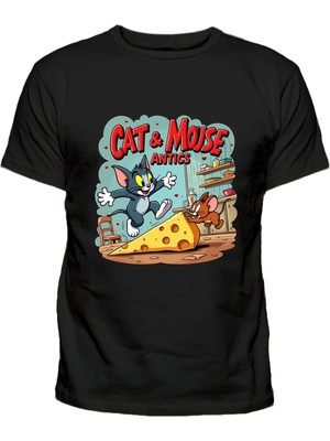 Cat&mouse Antics Baskılı Pamuklu Çocuk Tshirt