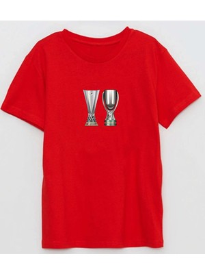 Uefa ve Süper Kupa Baskılı Pamuklu Erkek Regular Tshirt