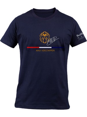 Red Bull Max Verstappen Aslan Logo Imzalı Lacivert F1 T-Shirt