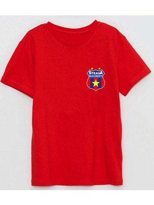 Steaua București (Fcsb) Küçük Logo Baskılı Pamuklu Tshirt