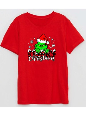 Merry Christmas Grinch Baskılı Grinchmas Baskılı Yenil Yıl Çocuk Pamuklu Tişört