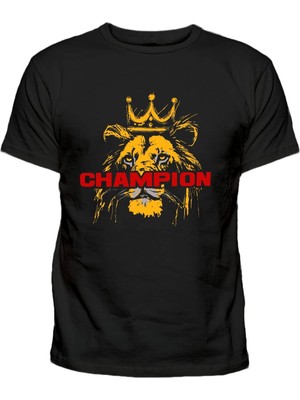Şampiyon 5 Yıldız 2025 Yılı Aslan Baskılı Pamuklu Tişört