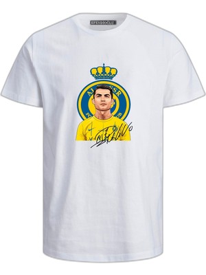 Cristiano Ronaldo Al Nassr Football Club Baskılı Pamuklu Suudi Arabia Baskılı T Shirt