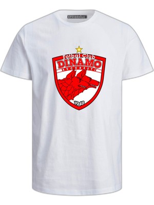 Dinamo București 1948 Kulüp Büyük Logo Baskılı Pamuklu Tshirt