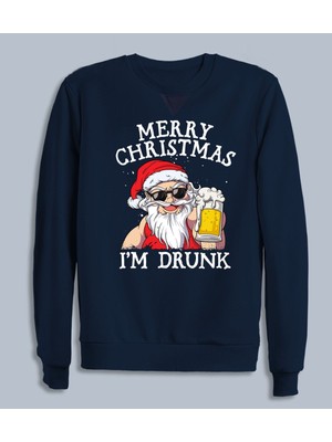 Drunk Merry Christmas Baskılı Erkek Yeniyıl Sweatshirt
