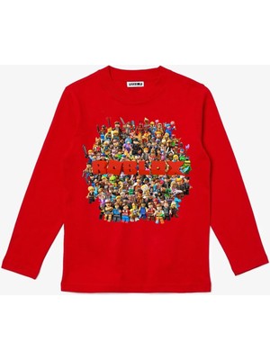 Uzun Kollu Roblox Karakterleri Bulunan Efendioğlu Design Tasarımı Pamuklu Çocuk Tişört