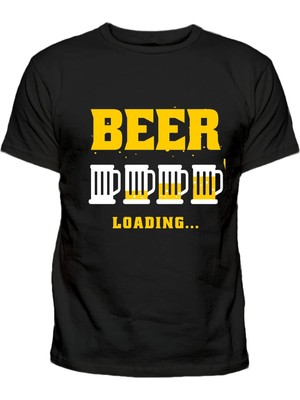 Beer Loading Baskılı Bira Baskılı Pamuklu Tişört