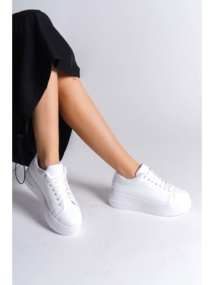 Bıana Bağcıklı Ortopedik Taban Kadın Sneaker Spor Ayakkabı  Cbt - Beyaz