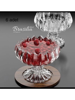 6 Lı Cam Ayaklı Magnolya Lokumluk Sunumluk Tatlı Magnolia Kasesi Çerezlik Dondurmalık Kase 105 ml