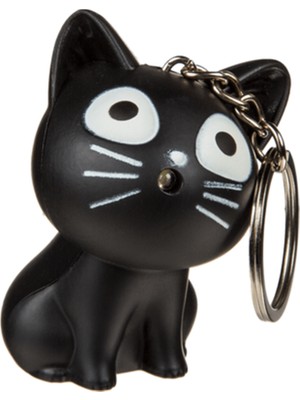 Markakanvas Miyavlayan ve Led Işıklı Kedi Anahtarlık Siyah