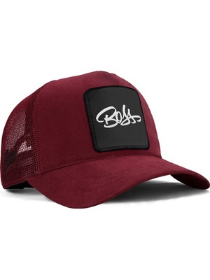BlackBörk V1 Trucker Boss - 4 Kod Logolu Unisex Bordo Şapka (Cap)