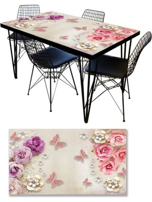 Sticker Art Masa Kaplama Folyosu Mobilya Masa Kaplama Folyoları Gül Kelebek
