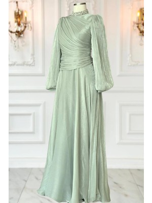 Amine Hüma Nergis Abiye Elbise Mint