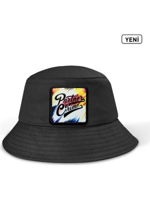 BlackBörk V1 Bucket Partner In Crime - 1 Kod Logolu Unisex Bucket Siyah Şapka