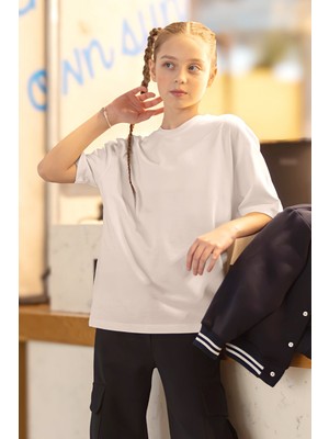 Kız Çocuk Oversize T-Shirt Rahat Kalıp Okul ve Günlük Giyim