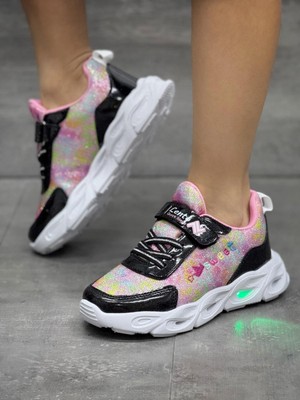 Lento Çocuk Spor ayakkabı Cırtlı Işıklı poli Taban kutulu baskili