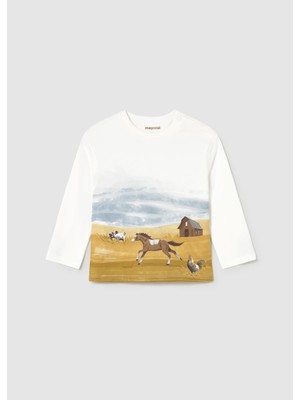 Mayoral Erkek Bebek Baskılı Sweatshirt Krem