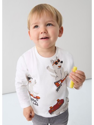 Mayoral Erkek Bebek Baskılı Sweatshirt Krem