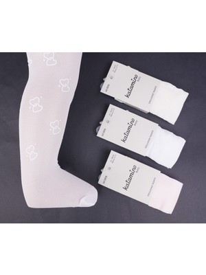 Kalp Baskılı 40 Den Bebek Külotlu Çorap 1 Adet