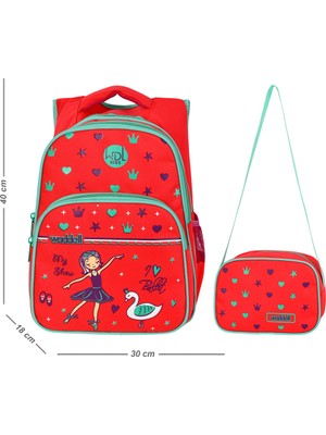 Waddell Lisanslı Mercan Balerin Desenli Ilkokul ve Beslenme Çantası 6000