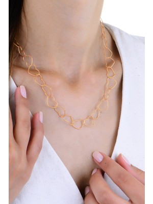 Gümüş Rose Iç Içe Geçmeli Sonsuz Kalp Zinciri Kolye SGTL12950ROSE