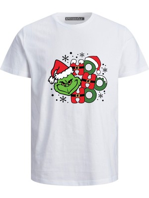 Ho Ho Ho Grinch Baskılı Grinchmas Baskılı Yenil Yıl Erkek Pamuklu Tişört