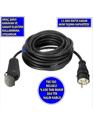 Tekli 80 Metre | 3x4 Ttr Tam Bakır Kalın Kablolu | Monofaze Kauçuk Grup Priz