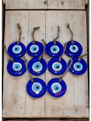 Mavi Cam Nazar Boncukları 10'lu Set, 7,5 Cm, Duvar ve Bahçe Dekoru