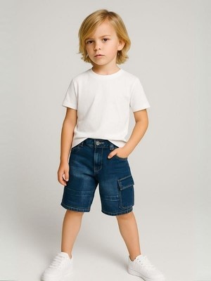 Çocuk Kargo Cepli Kot Şort