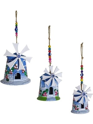 3'lü Yel Değirmeni Duvar Süsü, Bahçe ve Balkon Dekorasyonu Için Renkli Süs