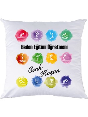 Biresimden Beden Eğitimi Öğretmenine Hediye İsimli Yastık