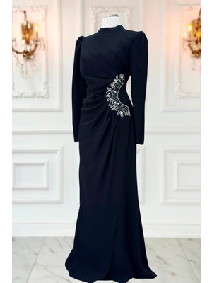 Amine Hüma Miray Tesettür Abiye Siyah