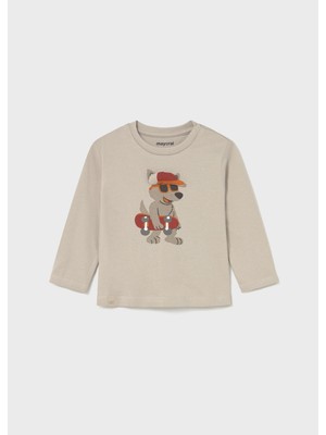 Mayoral Erkek Bebek Baskılı Sweatshirt Bej