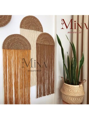 Renkli Üçlü Makrome Duvar Süsü, Retro Stil, Bohem Dekor, 70X27 cm