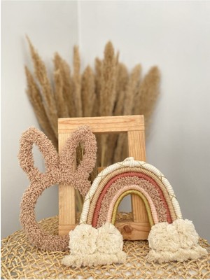 Çok Renkli Makrome Gökkuşağı Duvar ve Kapı Süsü, Bebek Odası Dekoru