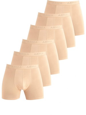 Erkek Ten Rengi Görünmez Boxer 6'lı Paket Iç Göstermeyen Pamuklu Likralı Yumuşak ve Esnek