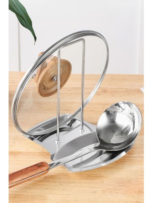 304 Çelik Mutfak Tezgah Üstü Kepçe ve Tencere Kapağı Tutucu Kaşıklık MT204