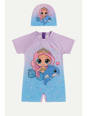 Kız Çocuk Dalgıç Kumaş Gizli Fermuarlı Boneli Mayo Takımı 3-10 Yaş 11939